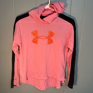 Under Armour Pink and Black Long Sleeve hoodie youth large